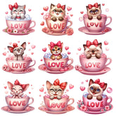 Bügelaufkleber - 15cm Katze in Tasse
